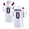 NE.Patriots #0 Christian Gonzalez Player White Home Game Gdoa Stitched Jerseys