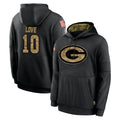GB.Packers #10 Jordan Love Player Black Salute to Service Hoodies Limited Game Gdoa Stitched Jerseys