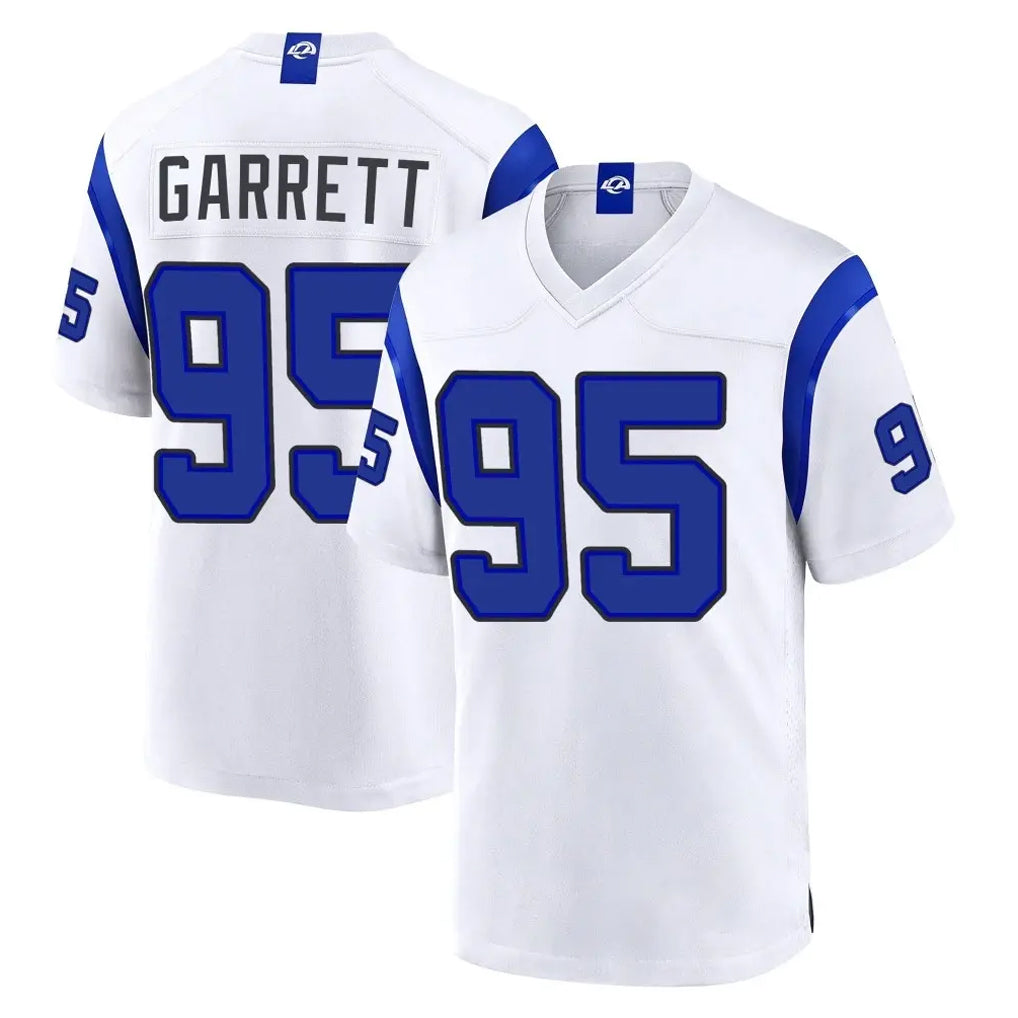 LA.Rams #95 Myles Garrett Player White Fearsome Home Game Gdoa Stitched Jerseys