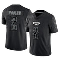P.Eagles #2 Riq Woolen Player Black Reflective Limited Home Game Gdoa Stitched Jerseys