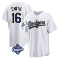 LA.Dodgers #16 Will Smith Player Gold White World Series Meet 2026 Collection Stadium Game Fdoa Stitched Jerseys