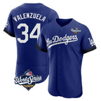 LA.Dodgers #34 Fernando Valenzuela Player Royal World Series City Connect Elite Home Fdoa Stitched Jerseys