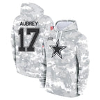 D.Cowboys #17 Brandon Aubrey Player Arctic Camo Salute to Service Hoodies Limited Game Gdoa Stitched Jerseys