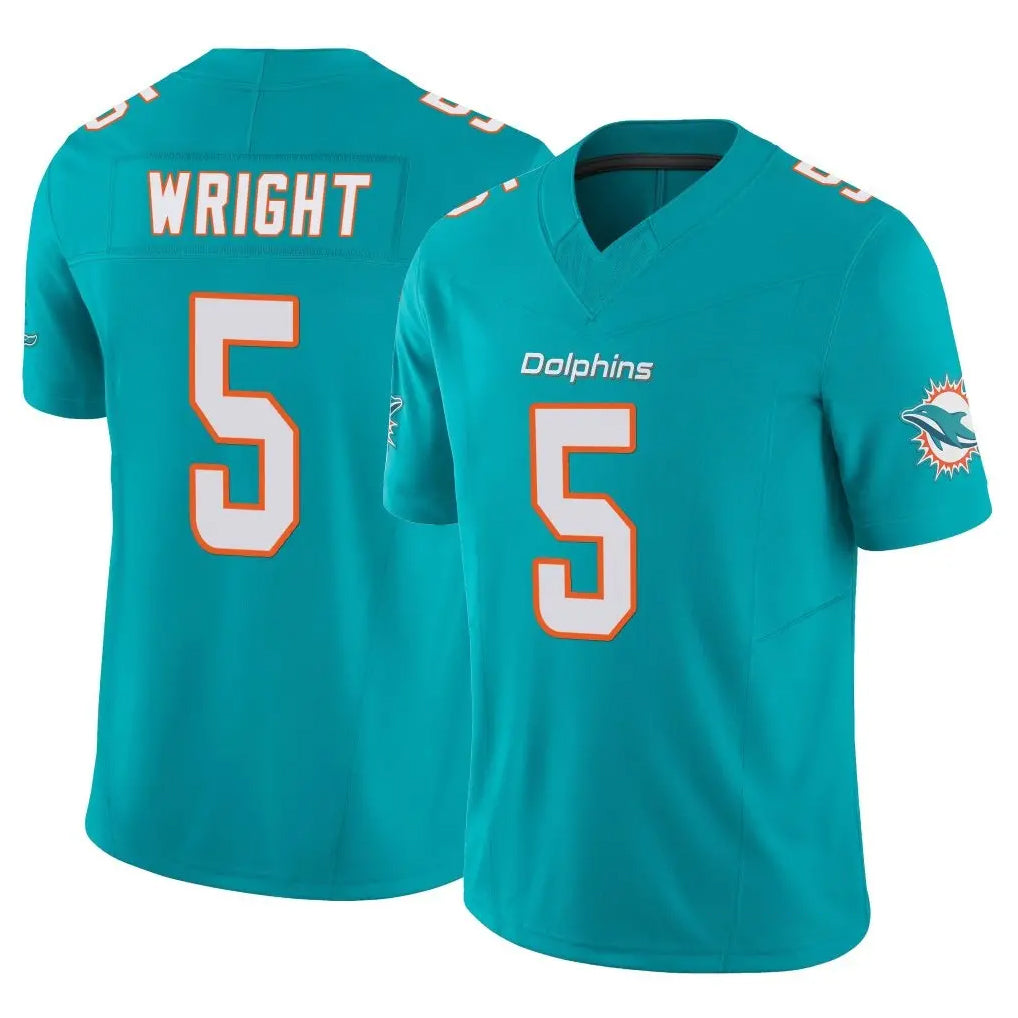 M.Dolphins #5 Jaylen Wright Player Aqua Limited Vapor F.U.S.E. Home Game Gdoa Stitched Jerseys