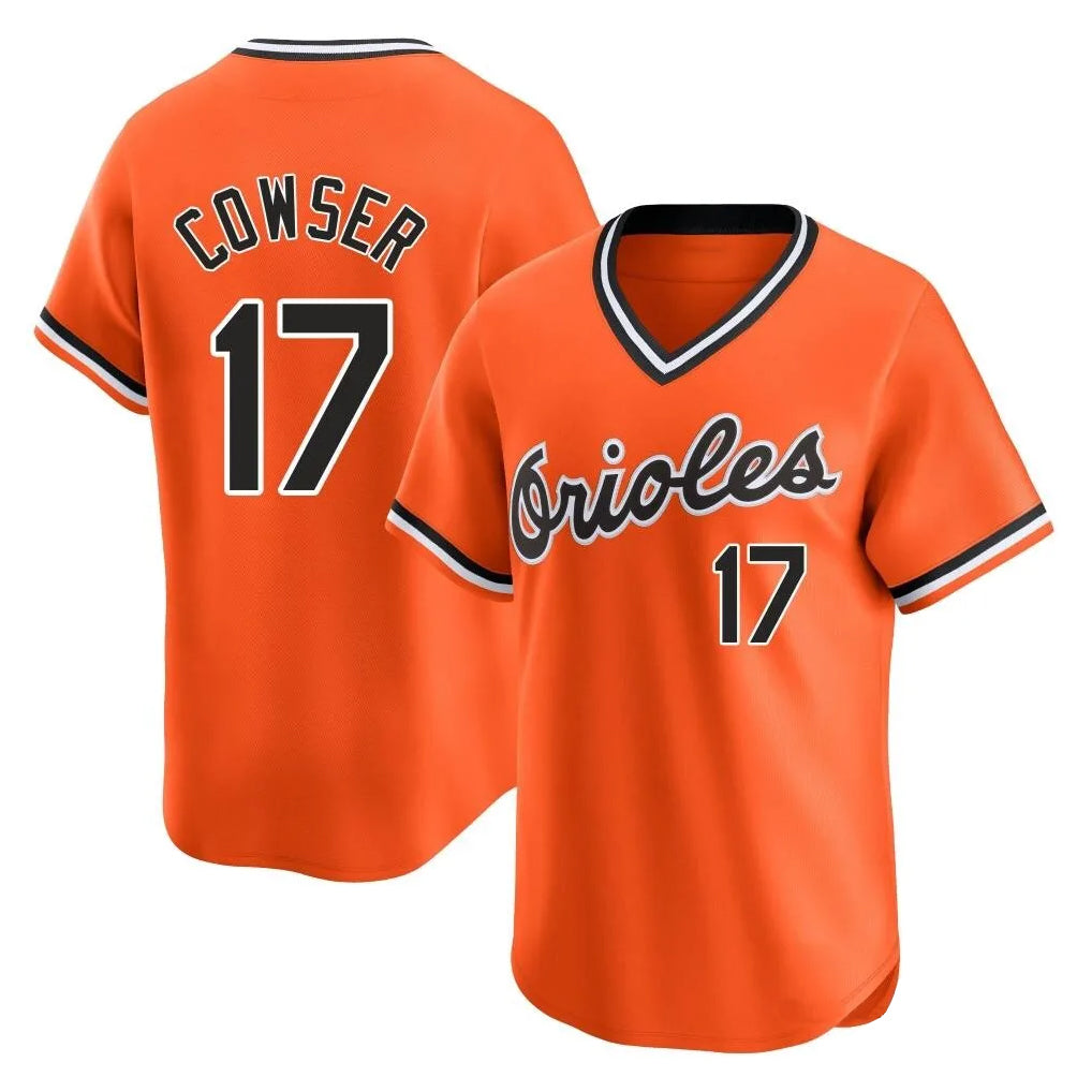 B.Orioles #17 Colton Cowser Player Orange T-shirt Limited Home Game Gdoa Stitched Jerseys