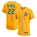 Athletics #22 Jeff McNeil Player Gold Limited Elite Home Game Gdoa Stitched Jerseys