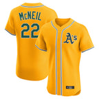 Athletics #22 Jeff McNeil Player Gold Limited Elite Home Game Gdoa Stitched Jerseys