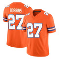 D.Broncos #27 J.K. Dobbins Player Orange Limited Alternate Vapor F.U.S.E. Throwback Game Gdoa Stitched Jerseys