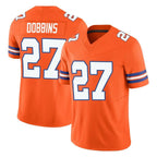 D.Broncos #27 J.K. Dobbins Player Orange Limited Alternate Vapor F.U.S.E. Throwback Game Gdoa Stitched Jerseys