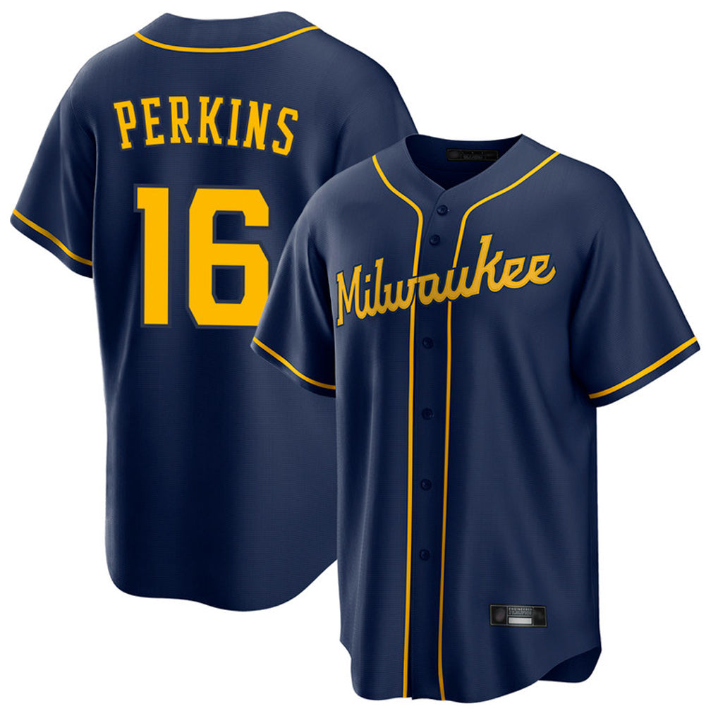 M.Brewers #16 Blake Perkins Player Navy Home Game Fdoa Stitched Jerseys
