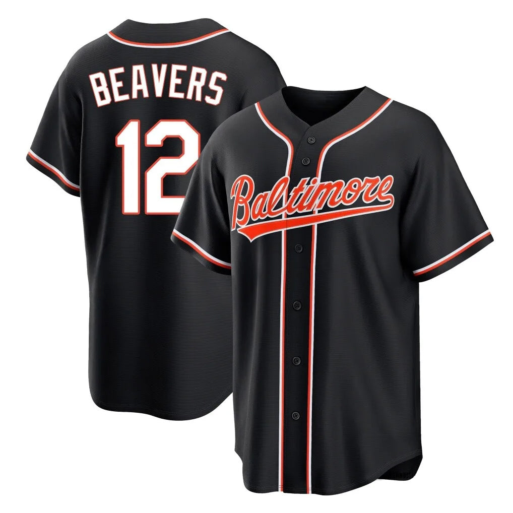 B.Orioles #12 Dylan Beavers Player Black Out Home Game Gdoa Stitched Jerseys