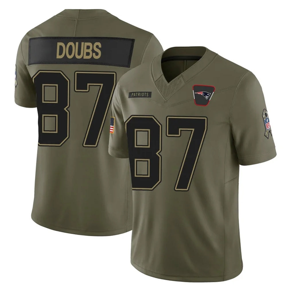 NE.Patriots #87 Romeo Doubs Player Olive 2025 Salute To Service Limited Gdoa Stitched Jerseys