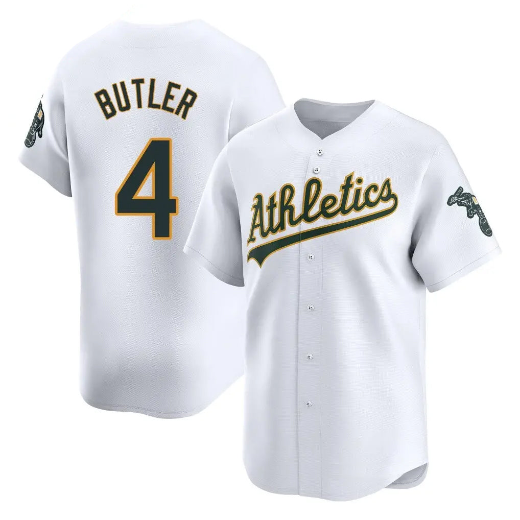 Athletics #4 Lawrence Butler Player White Limited Home Game Gdoa Stitched Jerseys