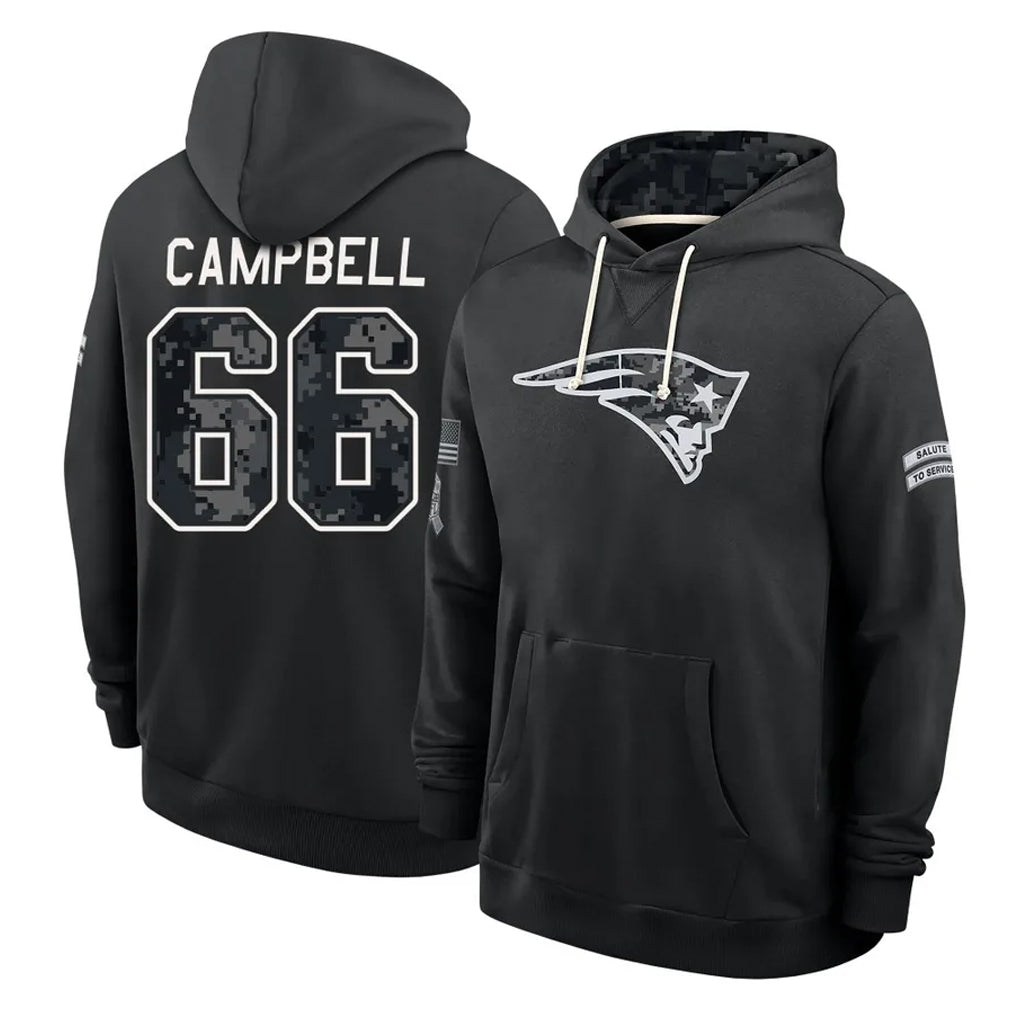 NE.Patriots #66 Will Campbell Player 2026 Black Logo Pullover Hoodies Limited Game Gdoa Stitched Jerseys