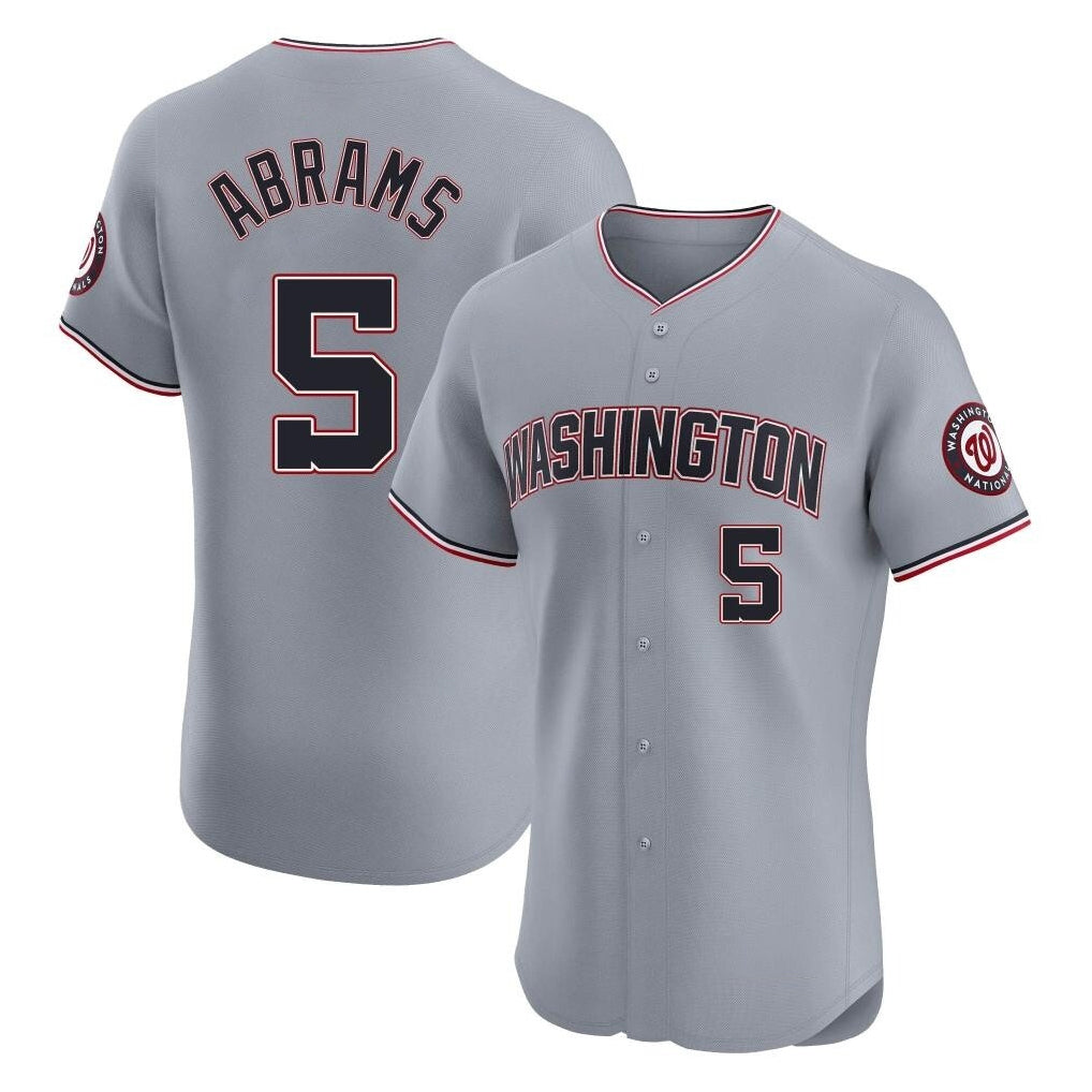W.Nationals #5 CJ Abrams Player Gray Elite Road Replica Fdoa Stitched Jerseys