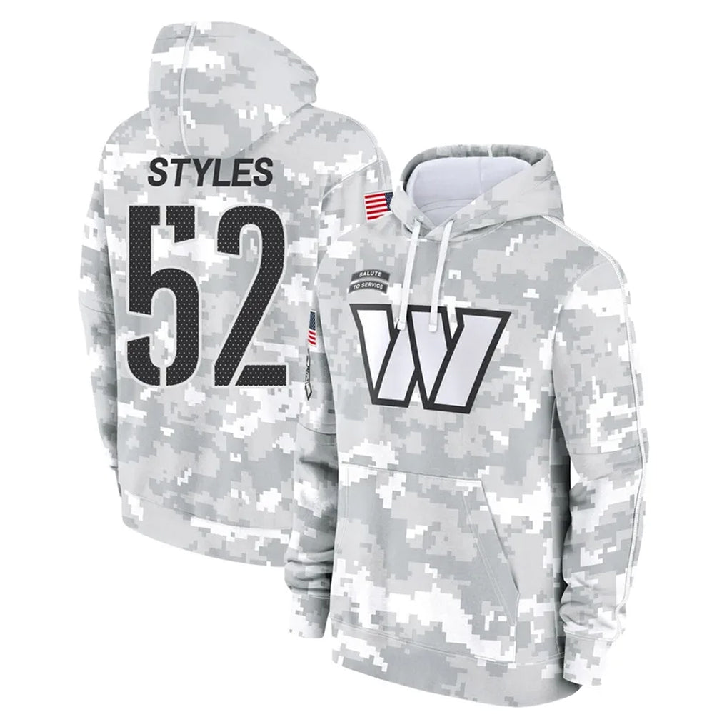 W.Commanders #52 Sonny Styles Player Arctic Camo Limited Salute to Service Pullover Hoodies Game Gdoa Stitched Jerseys