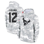 H.Texans #12 Nico Collins Player Arctic Camo Salute to Service Hoodies Limited Game Gdoa Stitched Jerseys