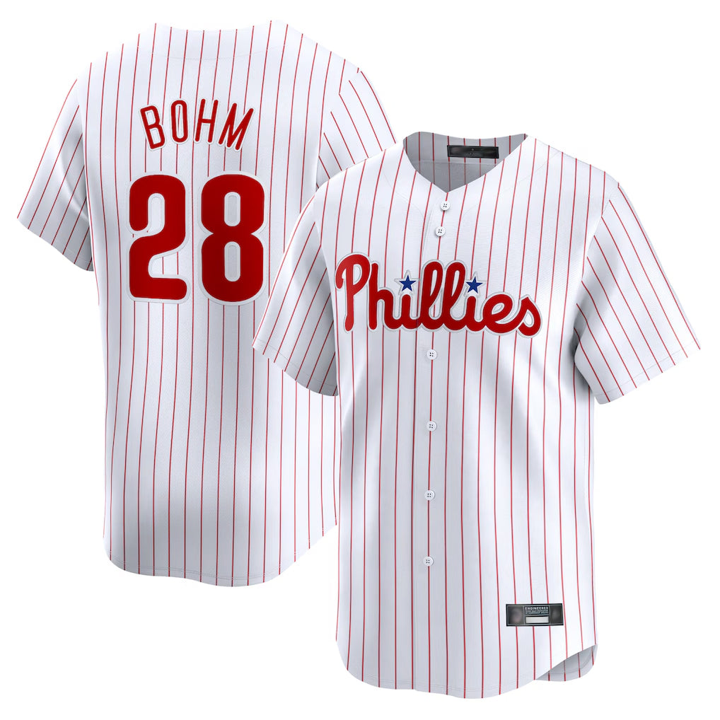 P.Phillies #28 Alec Bohm Player White Home Limited Fdoa Stitched Jerseys