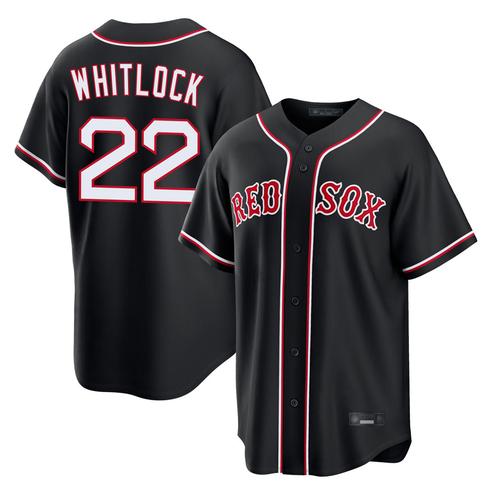 B.Red Sox #22 Garrett Whitlock Player Black Out Home Game Gdoa Stitched Jerseys