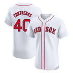 B.Red Sox #40 Willson Contreras Player White Limited Elite Home Game Gdoa Stitched Jerseys