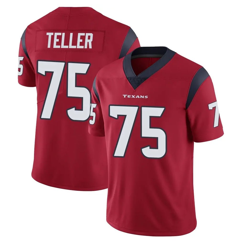 H.Texans #75 Wyatt Teller Player Red Limited Vapor Untouchable Home Game Gdoa Stitched Jerseys