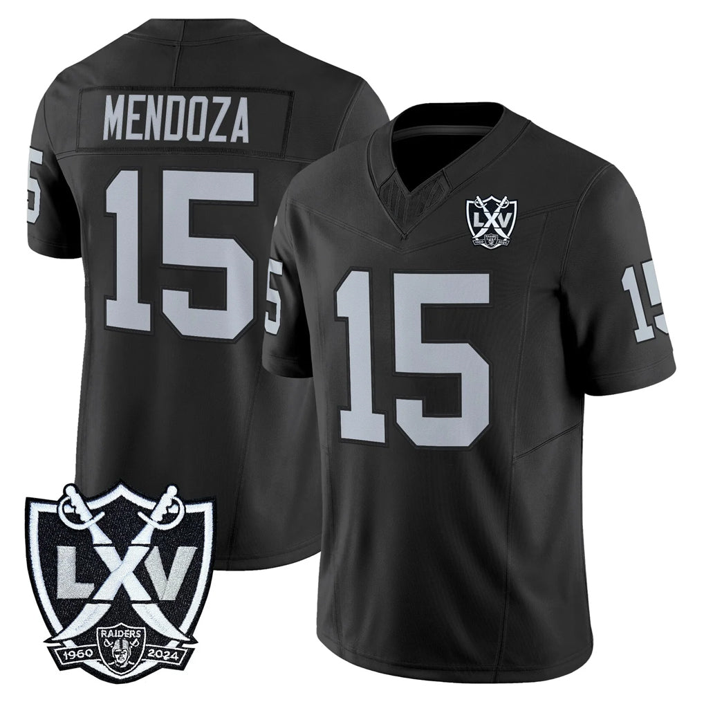 LV.Raiders #15 Fernando Mendoza Player Black 2026 Vapor Limited Home Game Gdoa Stitched Jerseys