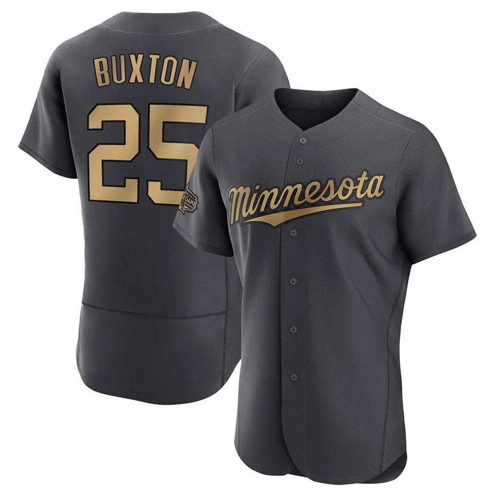 M.Twins #25 Byron Buxton Player Charcoal All-Star Limited Elite Home Fdoa Stitched Jerseys