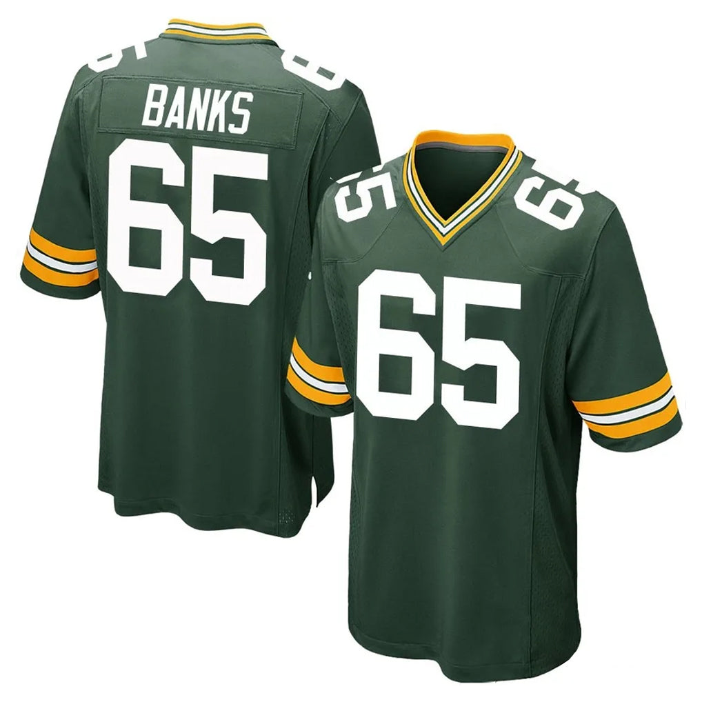 GB.Packers #65 Aaron Banks Player Green Home Game Gdoa Stitched Jerseys