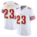 SF.49ers #23 Christian McCaffrey Player White 2025 Rivalries Collection Game Limited Gdoa Stitched Jerseys