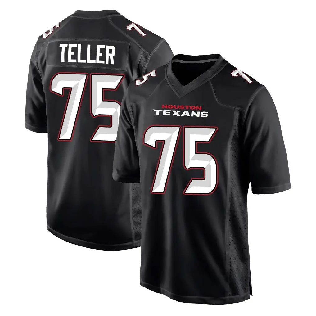 H.Texans #75 Wyatt Teller Player Carbon Black Fashion Home Game Gdoa Stitched Jerseys