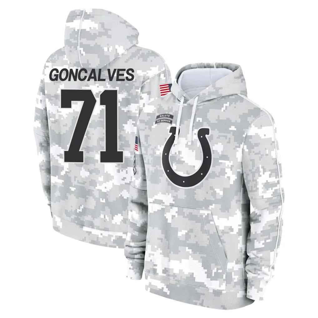 IN.Colts #71 Matt Goncalves Player Arctic Camo Salute to Service Hoodies Limited Game Gdoa Stitched Jerseys
