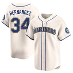 S.Mariners #34 Felix Hernandez Player Cream Home Limited Fdoa Stitched Jerseys