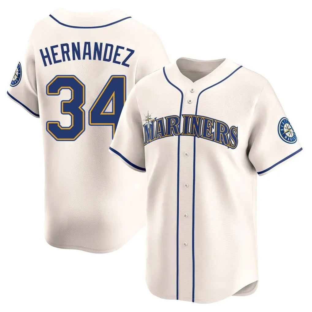 S.Mariners #34 Felix Hernandez Player Cream Home Limited Fdoa Stitched Jerseys