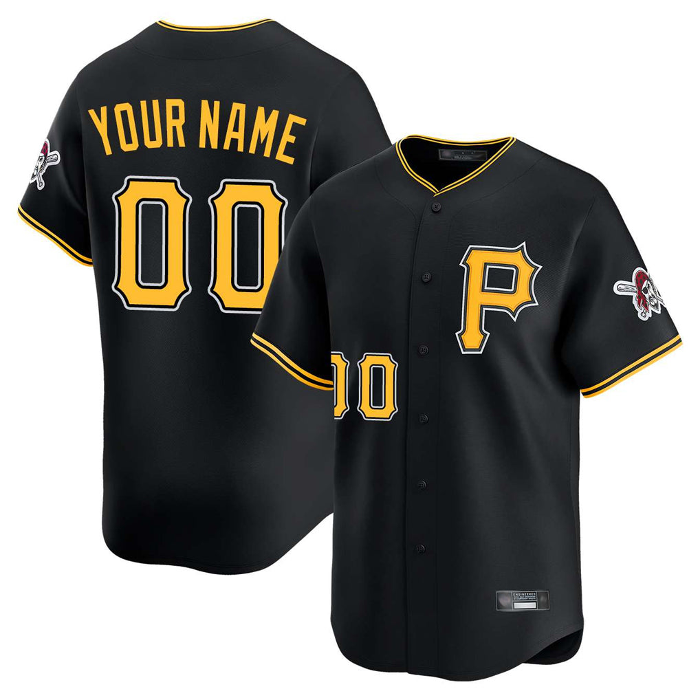 Custom P.Pirates Black Alternate Limited Game Any Name & Number Gdoa Stitched Jerseys