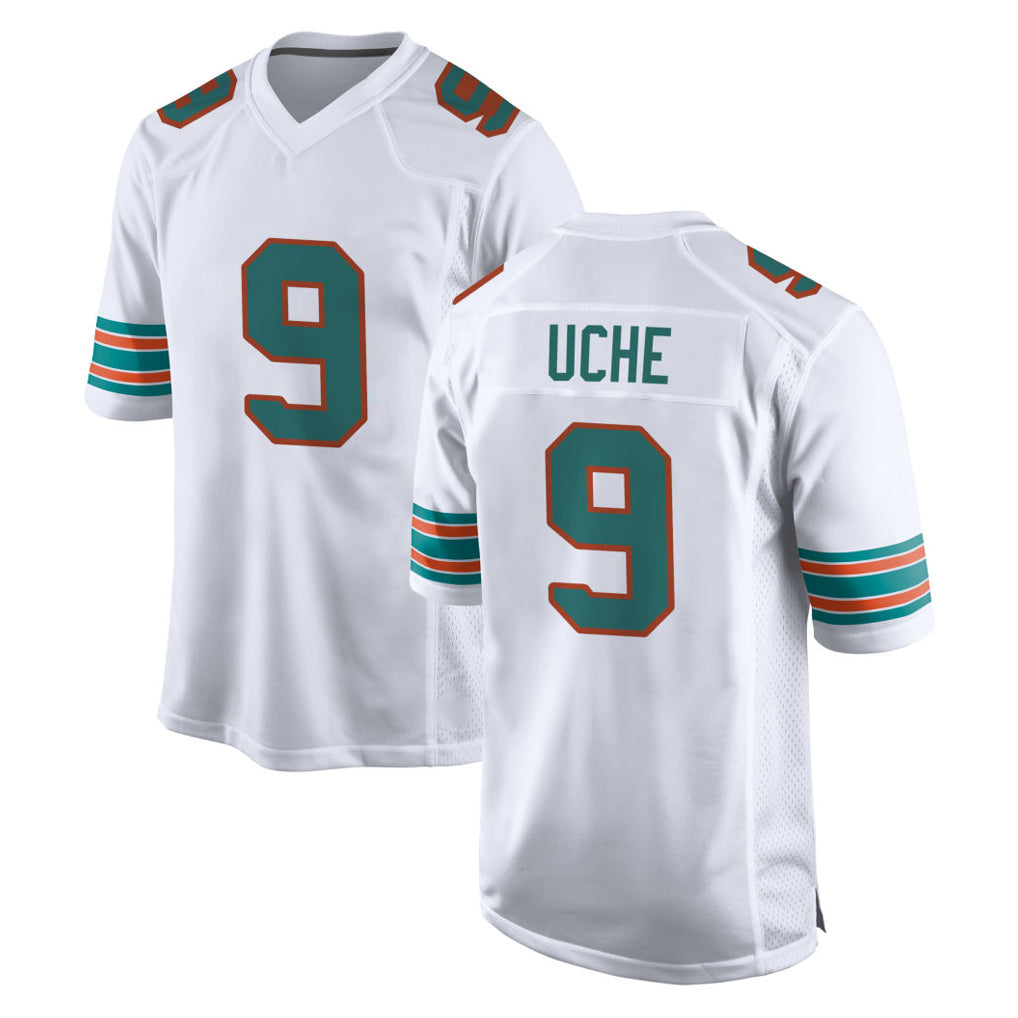 M.Dolphins #9 Joshua Uche Player White Limited Home Game Gdoa Stitched Jerseys
