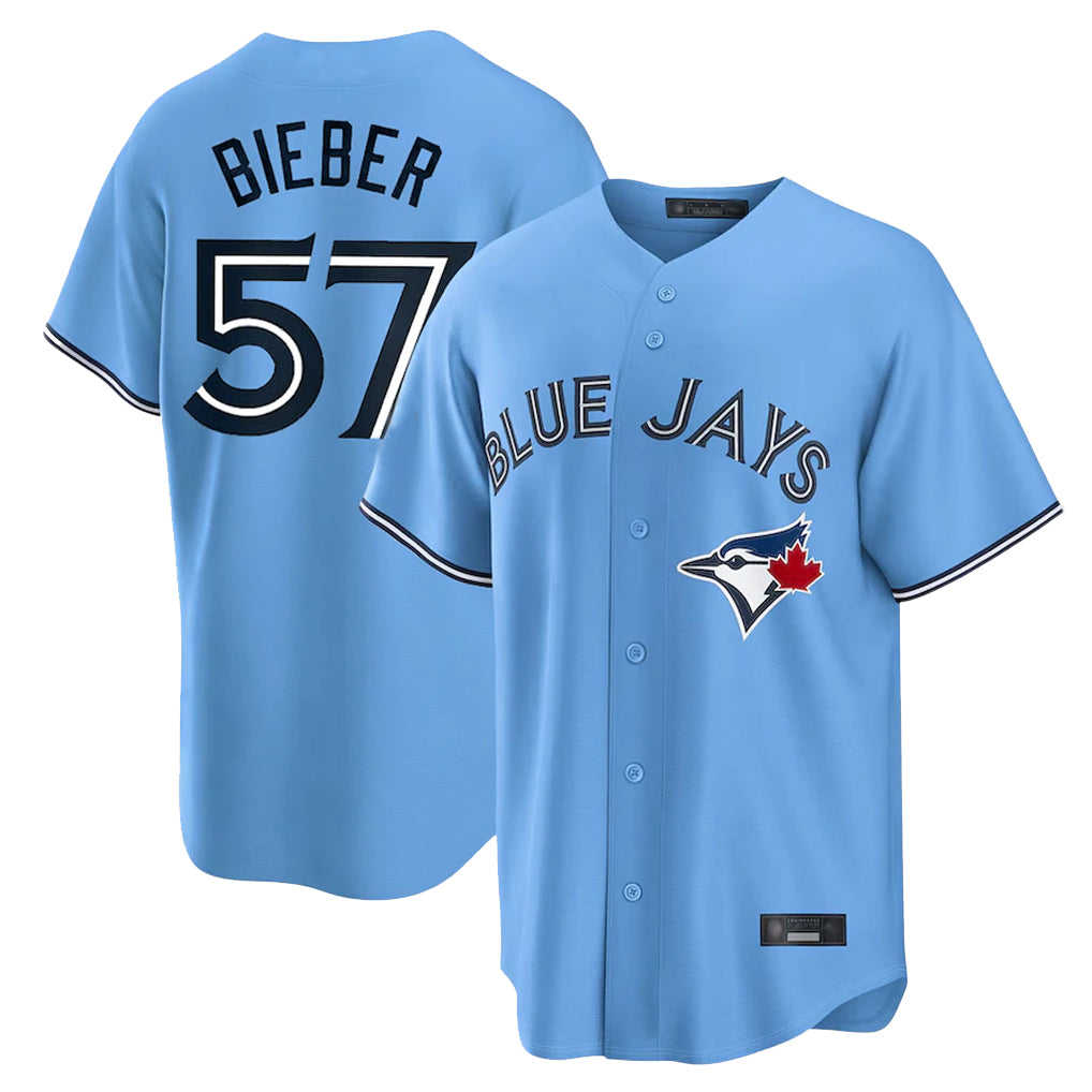 T.Blue Jays #57 Shane Bieber Player Blue Home Fdoa Stitched Jerseys