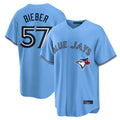 T.Blue Jays #57 Shane Bieber Player Blue Home Fdoa Stitched Jerseys