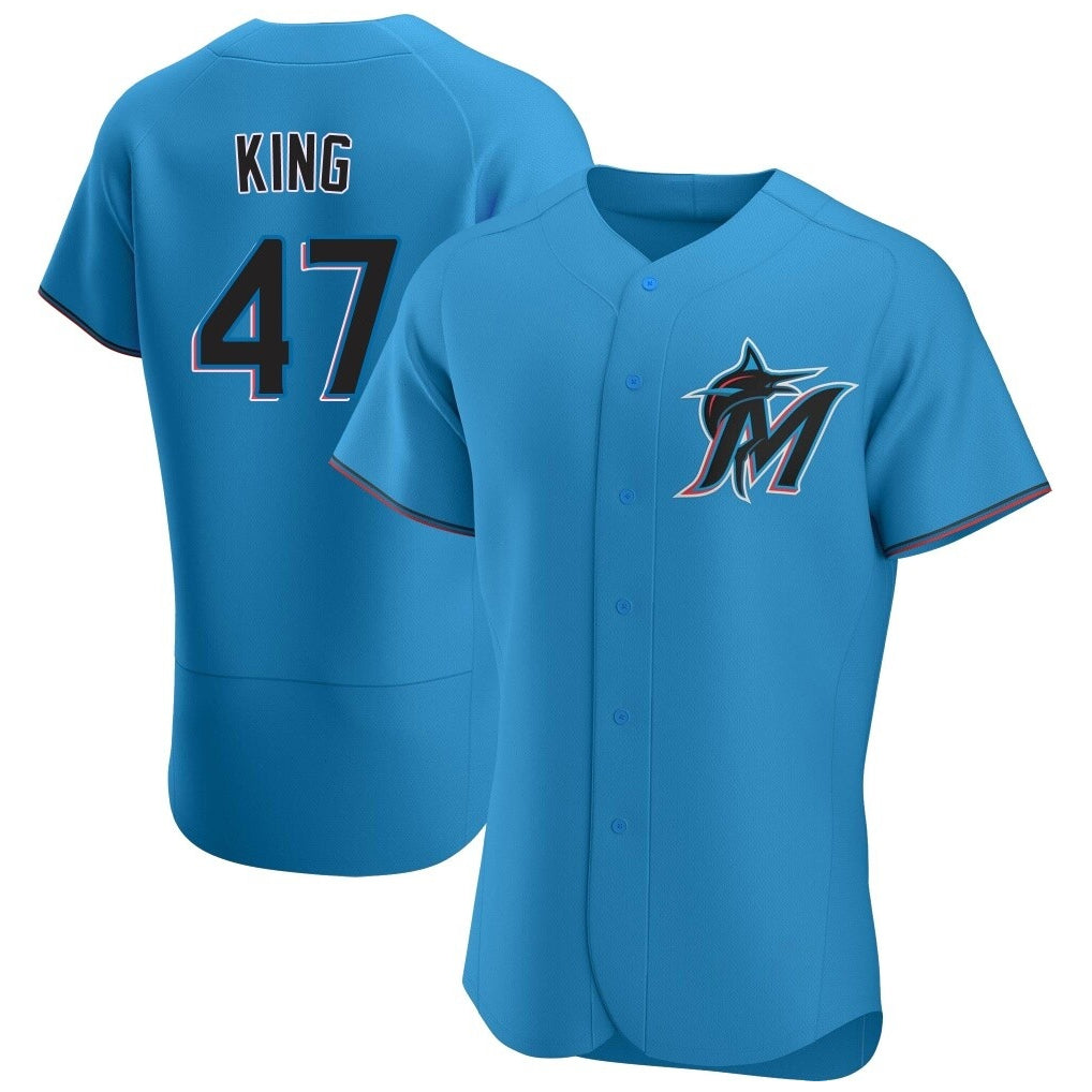 M.Marlins #47 John King Player Blue Home Limited Elite Fdoa Stitched Jerseys