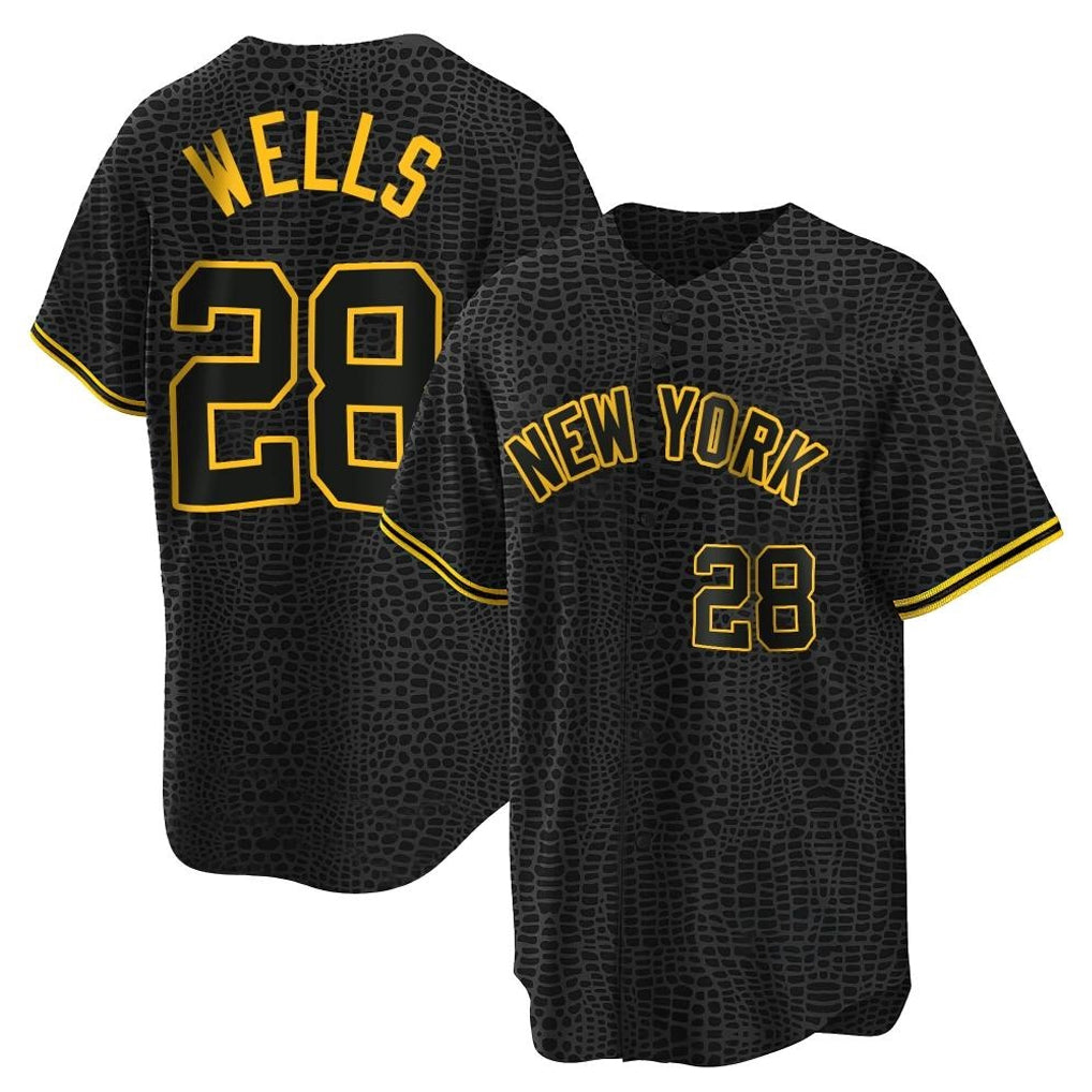 NY.Yankees #28 Austin Wells Player Black Snake Skin City Game Home Fdoa Stitched Jerseys