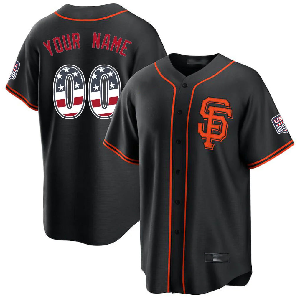 Custom SF.Giants Black USA 250 Fourth of July Limited Home Game Any Name & Number Gdoa Stitched Jerseys