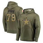 D.Cowboys #78 Terence Steele Player Olive Salute to Service Pullover Hoodies Home Game Gdoa Stitched Jerseys