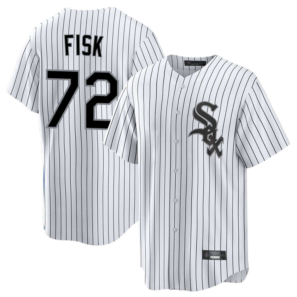 C.White Sox #72 Carlton Fisk Player White Stripe Home Game Gdoa Stitched Jerseys