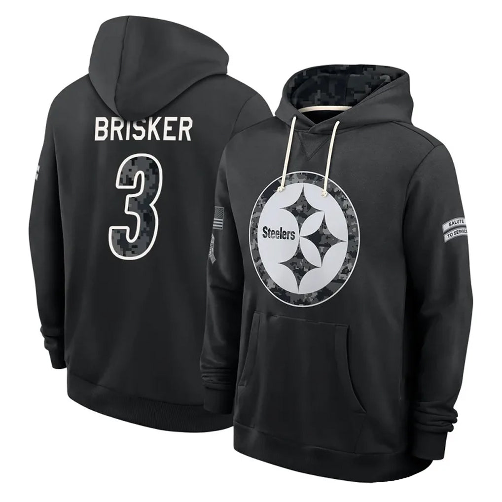 P.Steelers #3 Jaquan Brisker Player 2026 Black Logo Pullover Hoodies Limited Game Gdoa Stitched Jerseys