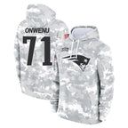 NE.Patriots #71 Mike Onwenu Player Arctic Camo Salute to Service Pullover Hoodies Limited Game Gdoa Stitched Jerseys