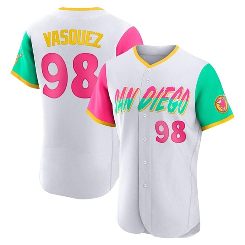 S.Diego Padres #98 Randy Vasquez Player White City Connect Home Limited Elite Fdoa Stitched Jerseys