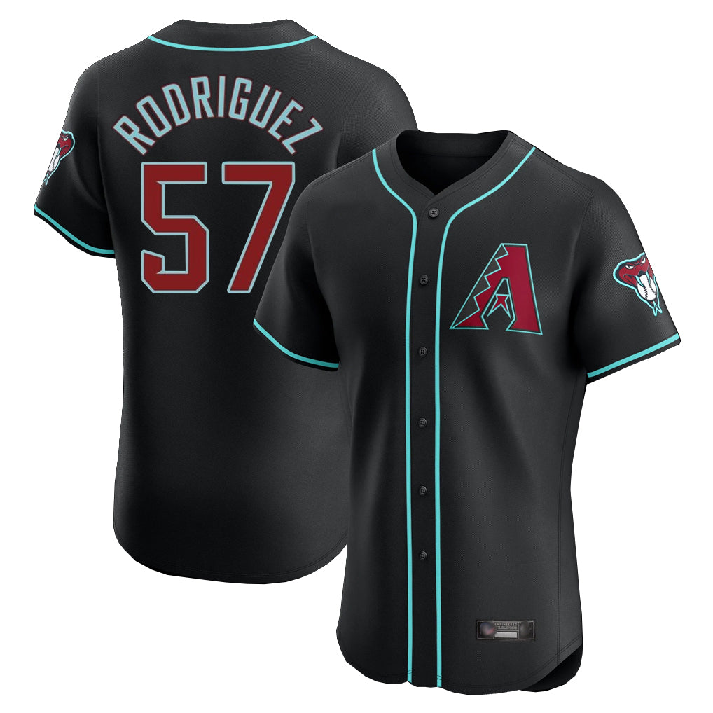 A.Diamondbacks #57 Eduardo Rodriguez Player Black Limited Elite Home Game Gdoa Stitched Jerseys