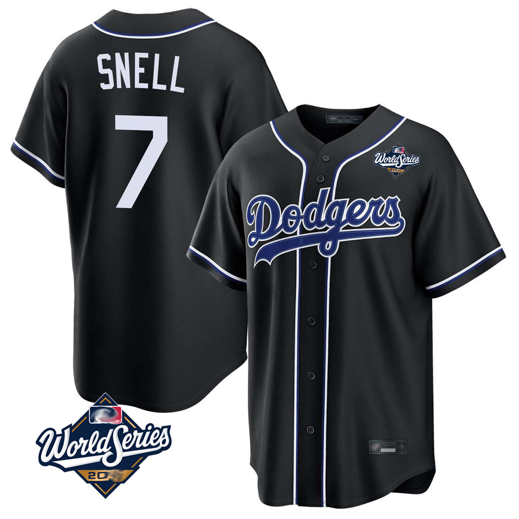 LA.Dodgers #7 Blake Snell Player Black Carbon Limited World Series Home Fdoa Stitched Jerseys