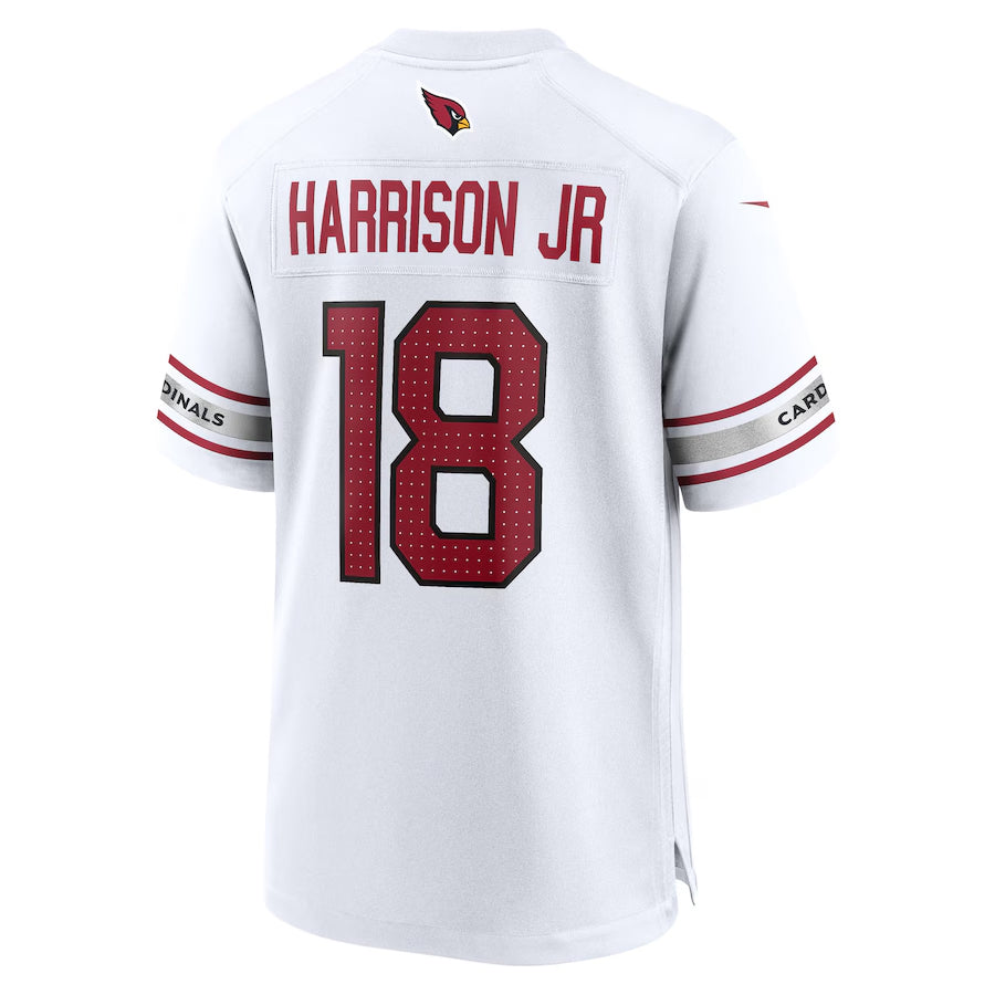 A.Cardinals #18 Marvin Harrison Jr. Player White Game Road Gdoa Stitched Jerseys