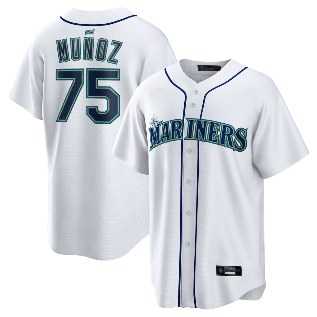 S.Mariners #75 Andres Munoz Player White Home Game Fdoa Stitched Jerseys