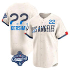 LA.Dodgers #22 Clayton Kershaw Player Cream World Series Meet City Connect Limited Home Fdoa Stitched Jerseys